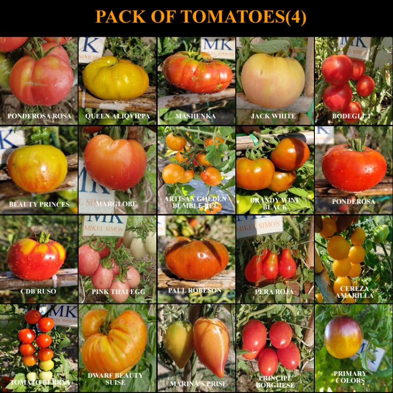 20 Variedades de Tomates,10 semillas de cada variedad,200 semillas